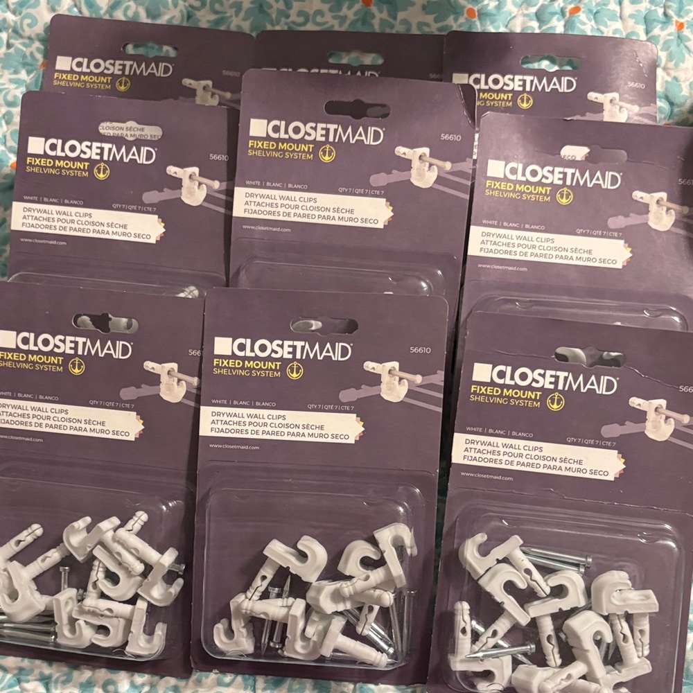 ClosetMaid White Fixed Mount Drywall Wall Clips 9 Packs with 7 Clips Each 56610